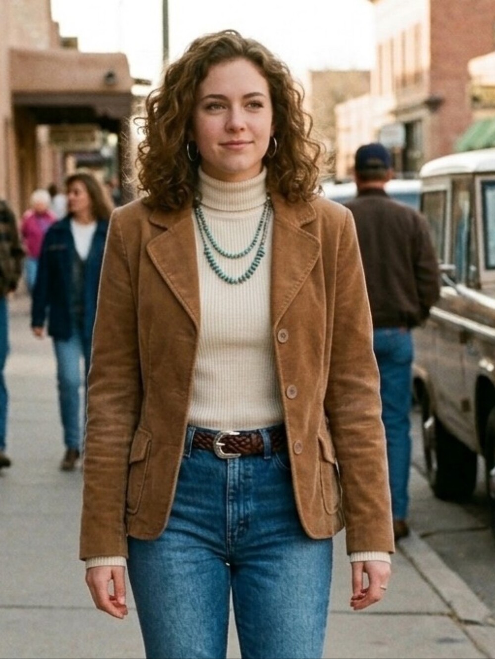 Lady Hathaway M Vintage 90s Tan Corduroy Blazer Contemporary Bohemian Western